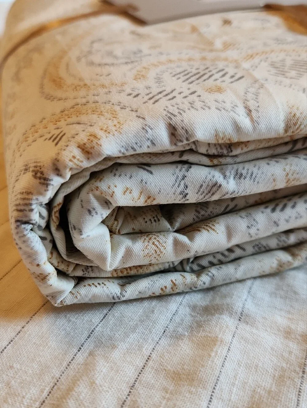Cotton King Duvet Cover And Pillowcases Set Gold And Grey NWT